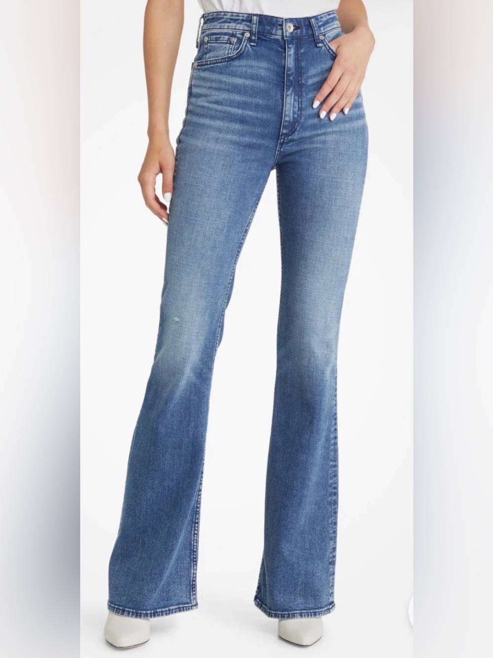 rag & bone Women's Casey High Waist Flare Leg Jeans in Malibu Sz 28 Preowned